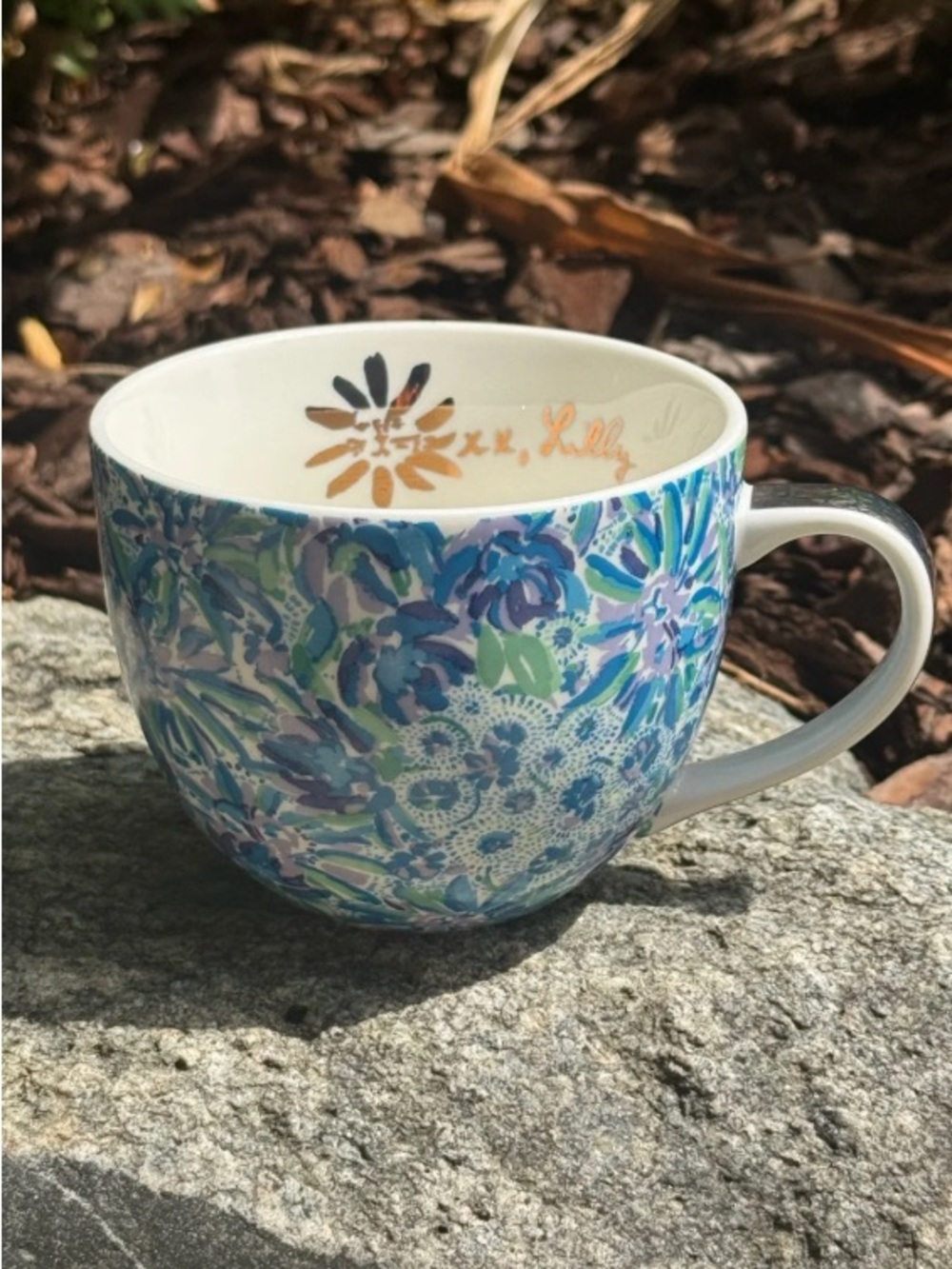 Lilly Pulitzer Blue, Green & Purple Floral Ceramic Mug